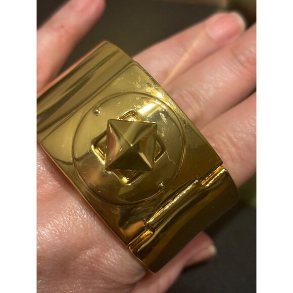 Kate Spade Gold-Tone Pyramide Stud Turnlock Bangle Bracelet - Picture 2 of 13